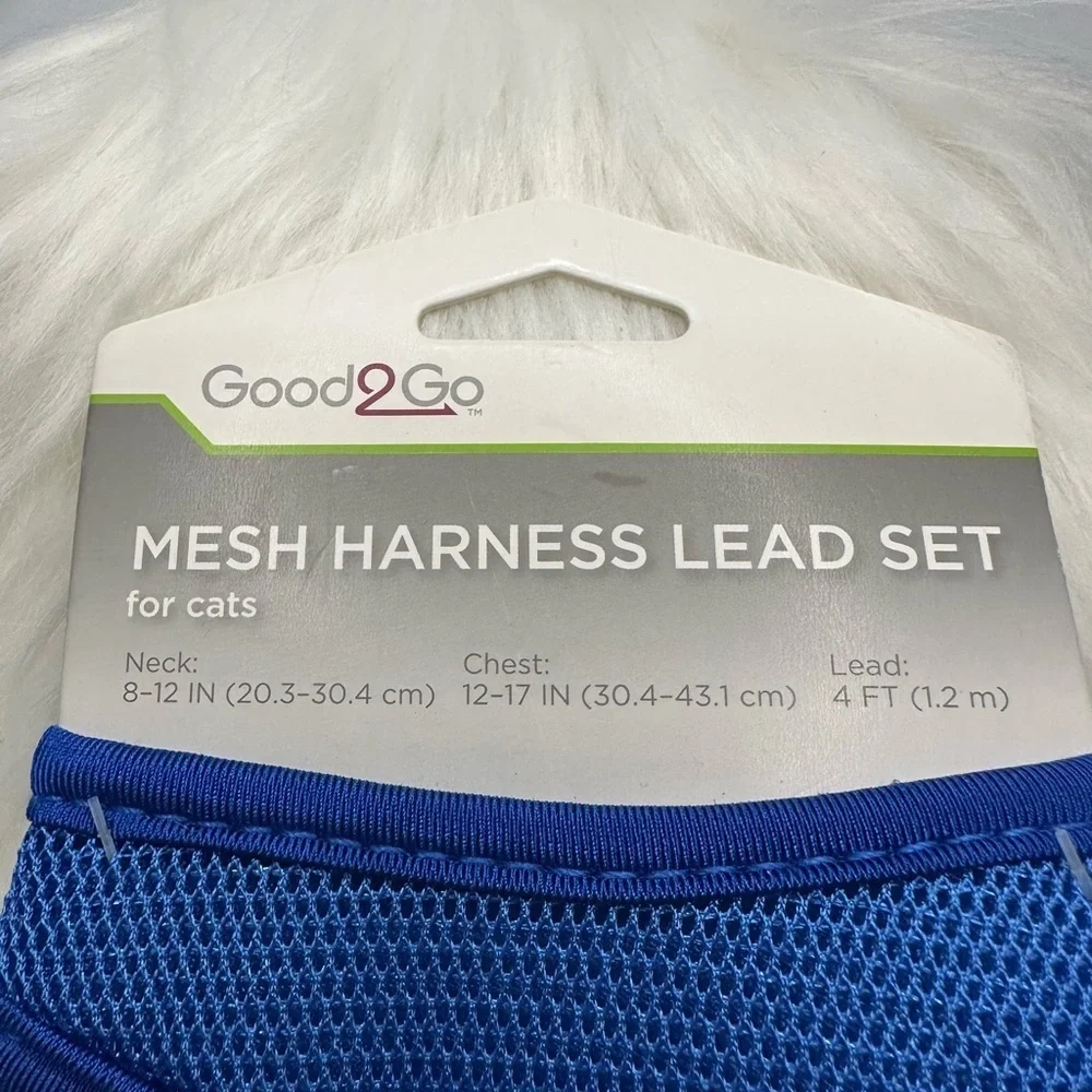💜3/$15 Good2Go Blue Mesh Harness Lead Set for Cats
